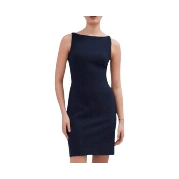 MM Lafleur Lydia Sheath Dress Twisted Straps Galaxy Navy Blue Sz 4 - Picture 1 of 5